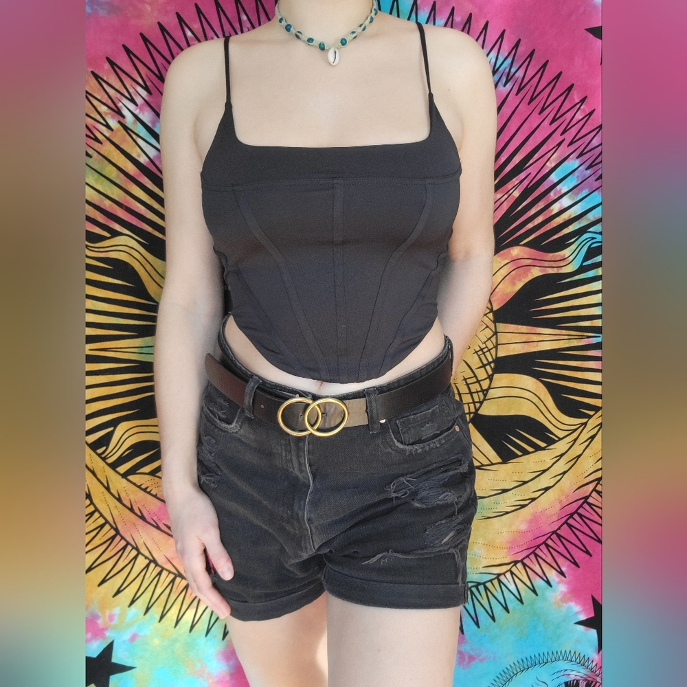 NWT Forever 21 - Sleek Black Crop Top with Spaghetti Straps